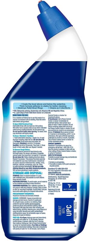 Lysol Power Toilet Bowl Cleaner Gel, For Cleaning and Disinfecting, Stain Removal, 24 Fl oz